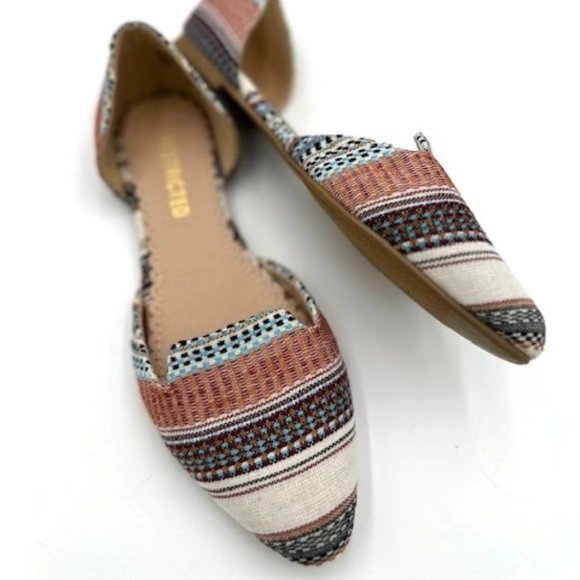 Restricted Woven Multi Colored Flats Open Sides Size 7 - Picture 3 of 7